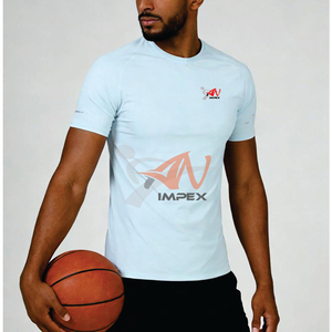 Camiseta Deportiva de Verano para Hombre, de Secado Rápido, Cuello Redondo, Manga Corta, con Detalles Reflectantes, Transpirable, Lisa, para Correr al Aire Libre - Product Image 4