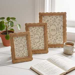 Hand Crafted Boho Scalloped Beaded Wood Photo <b>Frame</b>, Rustic <b>Picture</b> <b>Frame</b>, Wall&Tabletop <b>Frame</b>, Farmhouse Home Decor,Single Fram - Product Image 2