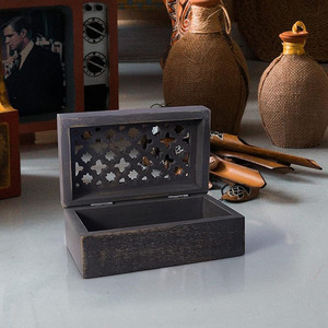 Caja grande de madera hecha a mano con tapa con bisagras Caja decorativa de madera de mango natural para almacenamiento Baratijas Tarjetas y alijo a precio de fábrica - Product Image 3