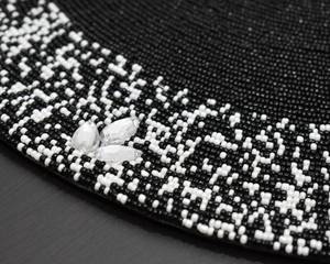 Set de table en tissu noir avec bordure perlée blanche, motif papillon, 300 mm, antidérapant, bohème, écologique, moderne, décoratif - Product Image 2