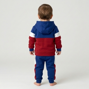 Ensemble de survêtements pour enfants en molleton épais, survêtement pour garçons, joggers, délavé à l'acide, couleur unie, bicolore, streetwear - Product Image 2