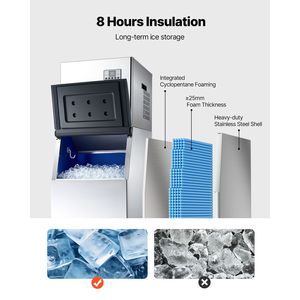 Attrezzatura di Refrigerazione per Cucine Commerciali, Macchina per Ghiaccio Autopulente in Acciaio Inox 400LBS/24H con Contenitore di Stoccaggio 300LBS - Product Image 4