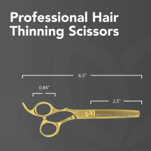 Tijeras de Peluquería de Lujo de Acero Inoxidable Chapadas en Oro de 24K de Calidad Premium, Afiladas, de Grado Profesional, con Mango Largo de 6.5 Pulgadas - Product Image 2