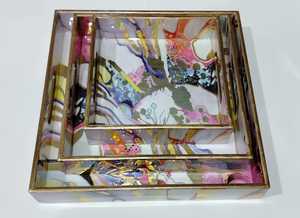 Handpainted Oriental Rectangle Tray Set with <b>Elephant</b> Pattern Decorative Serving Plates for Home <b>Decor</b> - Product Image 4