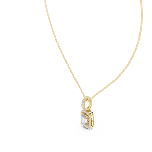 Pendentif en diamant de laboratoire taille émeraude, or massif 14K, avec halo pavé, 1,40 carat DEF VVS, certifié IGI, pour fiançailles, ODM - Product Image 4