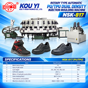 Machine de moulage par injection automatique rotative à double densité PU/TPU pour chaussures de travail en PU, 16/20 stations - Product Image 6