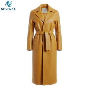 Manteau trench élégant pour homme en cuir véritable, doublure chaude réversible, coupe ajustée pour tenue décontractée ou formelle - Product Image 1