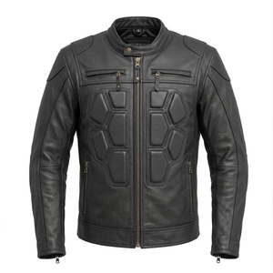Blouson de moto en cuir pour homme, personnalisé, blindé, coupe-vent, manches longues, protection hivernale, en cuir de vachette véritable, OEM - Product Image 1