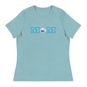 Women Light Blue Short Sleeve Crew Neck <b>T</b> <b>Shirt</b> With MOM Embroidery Logo Casual Everyday Tee Top Fashion Womens Clothing Wear - Product Image 1