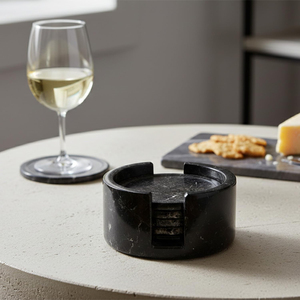 New Modern Big Slab <b>Marble</b> Onyx Drink Coasters Set Black Color Best Quality Luxury Coasters Durable Eco-Friendly Kitchen Use - Product Image 5