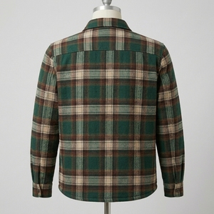 Men's Plaid <b>Flannel</b> Shirt <b>Jacket</b> With Polyester Lining Turn-down Collar Button Closure Winter Workwear Style <b>Flannel</b> <b>Jacket</b> - Product Image 5