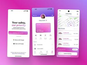 Application de sécurité pour femmes en taxi avec alertes SOS, suivi GPS en direct, contacts de confiance, surveillance des trajets et assistance d'urgence. - Product Image 1
