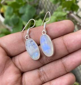 Pendientes colgantes de piedra lunar arcoíris, plata de ley 925, hechos a mano, pendientes colgantes con piedras preciosas naturales, regalo de joyería para mujer - Product Image 3