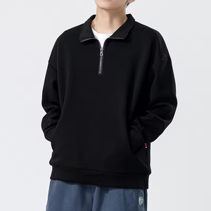 เสื้อสเวตเชิ้ตแขนยาวผู้ชายสีดำแบบซิปครึ่งตัว ผ้าถัก สีพื้น สวมใส่สบาย แขนยาวเต็มตัว เหมาะสำหรับเล่นกอล์ฟ - Product Image 1