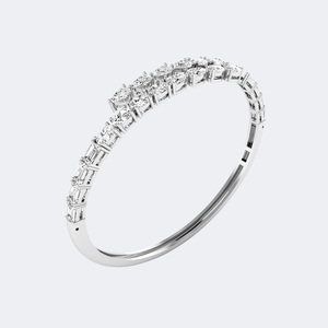 5.20CTW Pear Emerald Oval Prong <b>Set</b> Diamond <b>Bangle</b> Cuff Bracelet <b>Gold</b> Lab Grown Mixed Shape Statement Jewelry for Women - Product Image 6