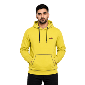 Sweat-shirt à capuche pour homme, jaune uni, streetwear décontracté, logo sur le devant, en molleton tricoté respirant, 300g, vêtements d'hiver - Product Image 1