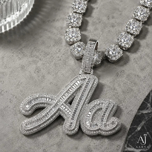Collier Pendentif Personnalisé avec Breloque, Chaîne Cubaine Baguette Sertie de Moissanite, Plaqué Or, Bijoux Hip-Hop pour Femmes et Hommes - Product Image 5