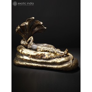 14 \ "Sculpture originale en laiton de Shesha-Shayi Lord Vishnu par Shesha-Shayi oeuvre artisanale - Product Image 3