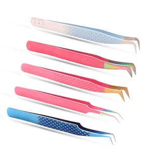 Pinces à cils Morje Surgical Precision en acier inoxydable 10 mm, pointe lisse, ensemble multicolores pour extensions de cils - Product Image 5