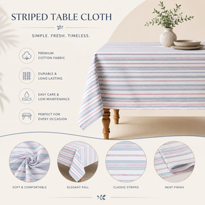 Premium Striped Cotton <b>Tablecloth</b> for Dining Table | Washable Decorative Table Cover for Kitchen Dining Room Parties and Home - Product Image 5