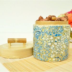 Tarro de Almacenamiento Artesanal de Bambú con Elegante Incrustación de Madreperla, Contenedor Decorativo para Cocina, Organización del Hogar y Regalos - Product Image 6