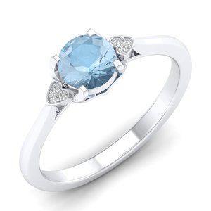 Bague de fiançailles REYES Sparking en argent sterling 925 avec pierre précieuse naturelle aigue-marine, certifiée GRA, moissanite VVS pour femmes - Product Image 2