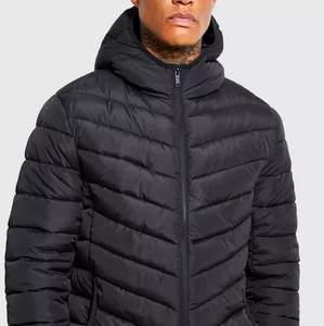 Veste matelassée courte zippée personnalisée pour homme, style streetwear, chaude pour l'hiver, duveteuse - Product Image 4