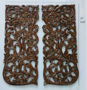 Round Carved Wooden Wall Hanging <b>Panel</b> Floral <b>Decorative</b> Wall Decor for Home Hotel Restaurant - Product Image 6