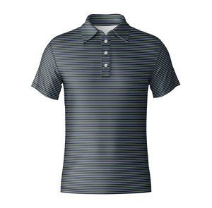 Polo de Golf a Rayas de Manga Corta Transpirable para Hombre, Suministro de Fábrica, Polo de Tela que Absorbe la Humedad para Deporte y Uso Casual - Product Image 1