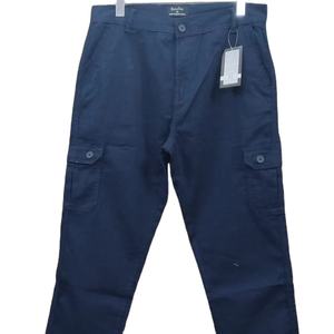 100% algodón Cargo pantalones largos antiarrugas estilo de trabajo informal pantalones de chándal holgados cintura media ajuste holgado lavado de colores técnicas arrugadas - Product Image 3
