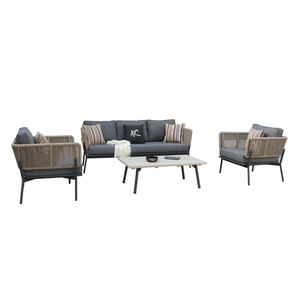 Contemporary <b>Outdoor</b> <b>Rattan</b> <b>Sofa</b> Set with Waterproof Cushions and Coffee Table for Garden Use - Product Image 1