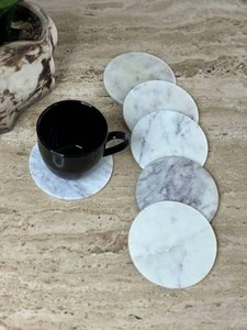Lot de sous-verres en marbre en promotion pour la protection de table, sous-verres en pierre naturelle avec finition pour boissons chaudes et froides, fournisseur en gros - Product Image 5