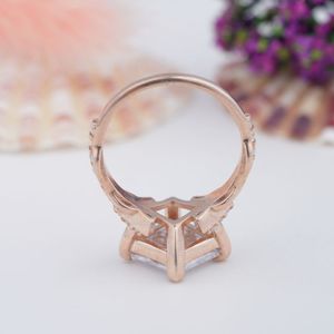 925 Sterling Silver Kite Cut Natural Lavender <b>Quartz</b> Jewelry Rose Gold Plating Natural Lavender <b>Quartz</b> <b>Ring</b> - Product Image 5