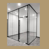 Cloison de séparation en verre et aluminium moderne à cadre fin pour bureaux, système de cloisonnement intérieur pour bâtiments commerciaux