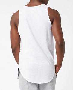Débardeur en coton blanc pour homme, col rond, couleur unie, décontracté, tricoté, sans manches - Product Image 2