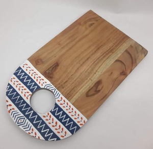 Planche de service en bois de bouleau écologique et antibactérienne, série imprimée Océan, motif coquillages et étoiles de mer, compatible lave-vaisselle - Product Image 3