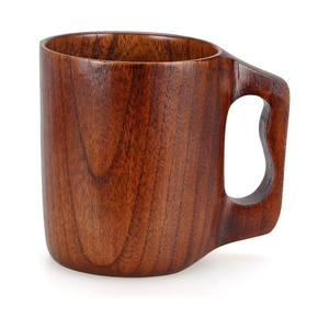 Taza de Madera Hecha a Mano Ecológica de Alta Calidad con Platillo para Servir Café, Té, Cerveza, Vino y Bebidas - Product Image 1