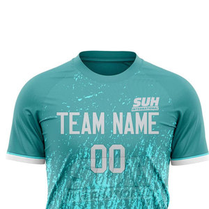 เสื้อฟุตบอลสั้นแบบซับลิเมชั่นพิมพ์ลายโลโก้ตามสั่งสไตล์ใหม่ ผลิตจากโพลีเอสเตอร์ 100% แห้งเร็ว ระบายอากาศได้ดี เป็นมิตรกับสิ่งแวดล้อม ขายส่ง - Product Image 3