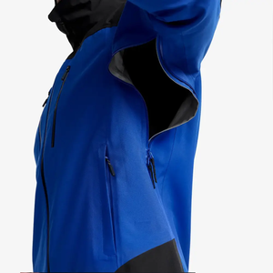 <b>Men's</b> Hooded Color Blocking <b>Windbreaker</b> Jacket Waterproof Zipper Closure Sporty Winter Outdoor Wear Regular Fit Blue <b>Black</b> - Product Image 4