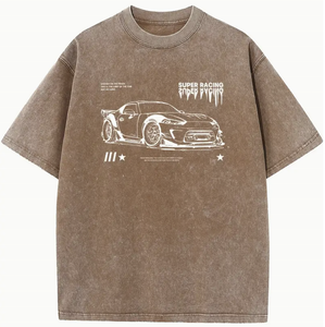 Camiseta deportiva con cuello redondeado para competición de carreras, camiseta de lavado ácido para hombre, Camiseta de algodón unisex de gran tamaño, camiseta informal de calle vintage - Product Image 6