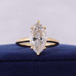 SHIVRAM DIAMOND IGI Certified Marquise Cut Lab Grown Diamond <b>Solitaire</b> Engagement <b>Ring</b> 925 <b>Silver</b> Luxury Elegant Sustainable - Product Image 1