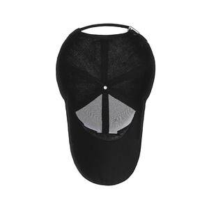 Casquette de baseball unisexe noire à 6 panneaux, ajustée, en maille respirante, pour sports de plein air, couleur unie, style décontracté pour adultes, printemps-été - Product Image 6