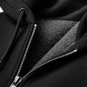 Arabic Numeral Graphic Zip Hoodie <b>Black</b> Cotton Polyester <b>Fleece</b> Split Chest Print Sweatshirt <b>Men</b> - Product Image 5