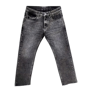 Pantalones Vaqueros de Mezclilla Vintage de Pierna Recta Personalizados para Hombre, 100% Algodón, Jeans de Alta Calidad para Hombre, Color Negro Grisáceo Deslavado, Corte Recto Holgado - Product Image 2