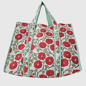 Sac fourre-tout en coton fleuri avec broderie, style bohème, ouvert en haut, pour le shopping toutes saisons - Product Image 4