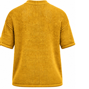 T-shirt tricoté pour homme Golden Mustard, manches courtes, col rond, texture décontractée, haut imprimé personnalisé, streetwear, mode estivale, vente en gros - Product Image 2