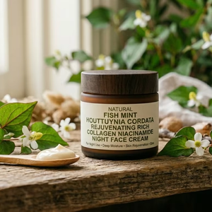 Crème de Nuit Rajeunissante Riche en Collagène et Niacinamide pour le Visage Femme, à la Menthe Poivrée et Houttuynia Cordata, Développée en Corée, ODM/OBM - Product Image 1