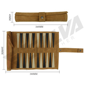 Nouvel ensemble de jeu de backgammon de luxe portable, personnalisé, fait main, en cuir PU souple, enroulable, pour les voyages - Product Image 4