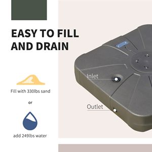 Base per ombrelli a sbalzo resistente con ruote 330 libbre di sabbia e 286 libbre di capacità d'acqua per uso Patio caffè - Product Image 6