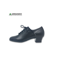 Zapatos de Baile Latino para Mujer OEM, de Cuero Perforado de Grano Completo, Transpirables, con Cordones, Tacón Bajo, para Salón de Baile, con Logotipo Personalizado
